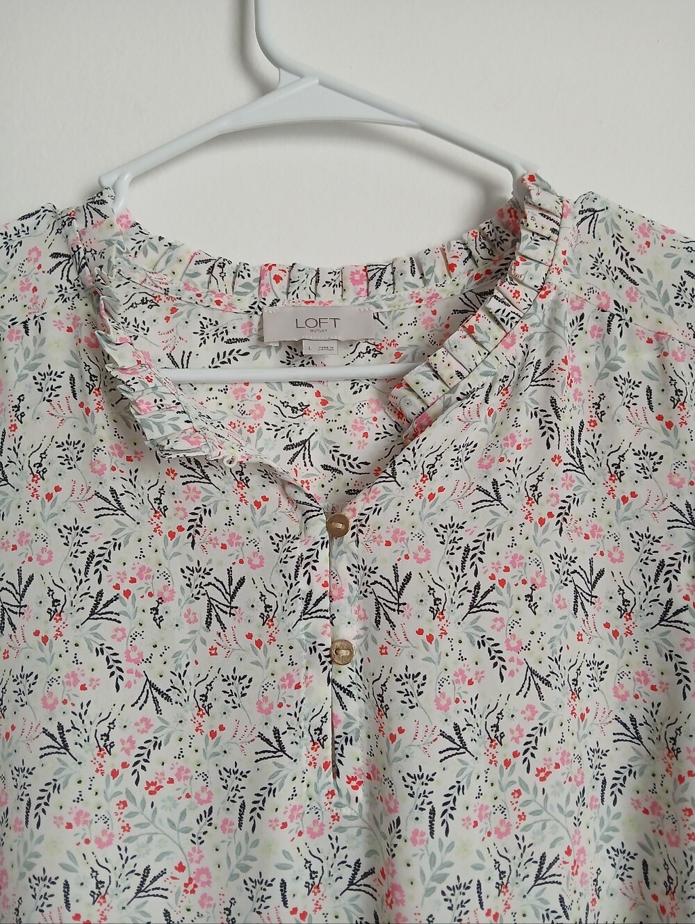 Loft Outlet Blouse Popover Floral Size Large Top
